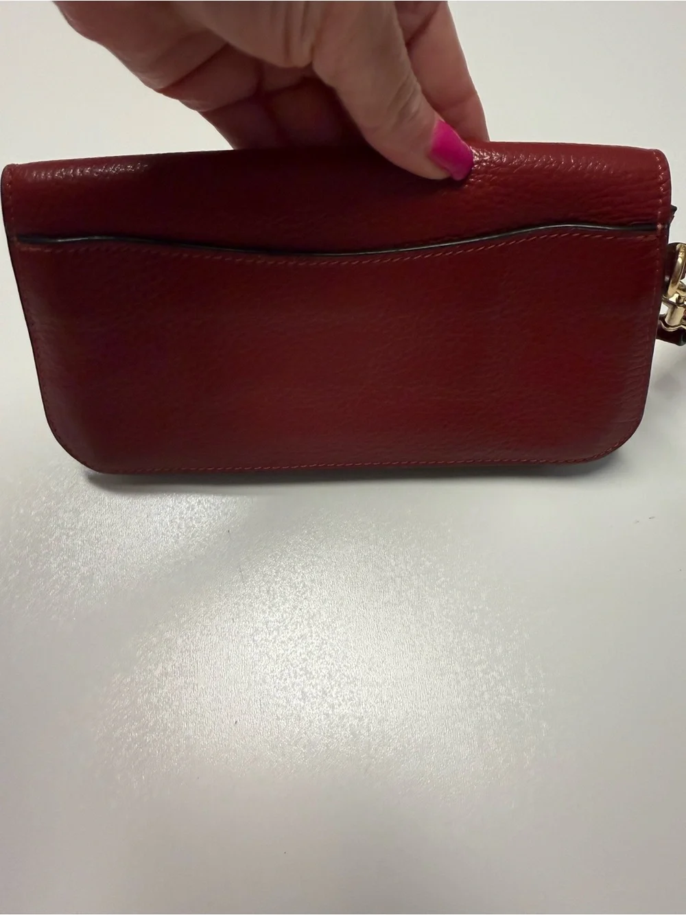 Coach Red Pebbled Leather Turnlock Wristlet Clutch